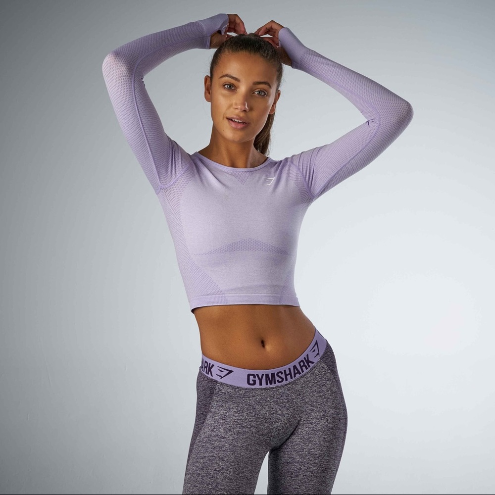 Gymshark Seamless Long Sleeve Crop Top - Lilac